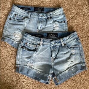 Lucky Brand Girls Distressed Light Blue Jean “Riley” Shorts (2 pairs)